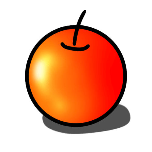 発光色で反射を表現したリンゴの絵